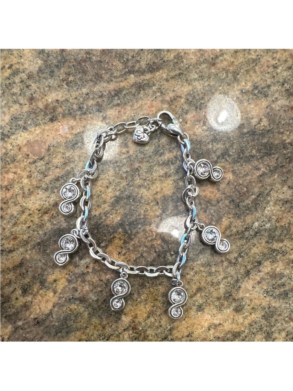 Brighton Silver Tone Crystal Drop Charm Bracelet - Silver